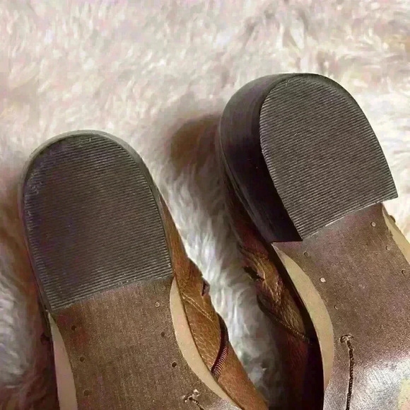 SAM EDELMAN Petty Brown Leather Low Heel Zip Ankle Boots - Picture 5 of 9